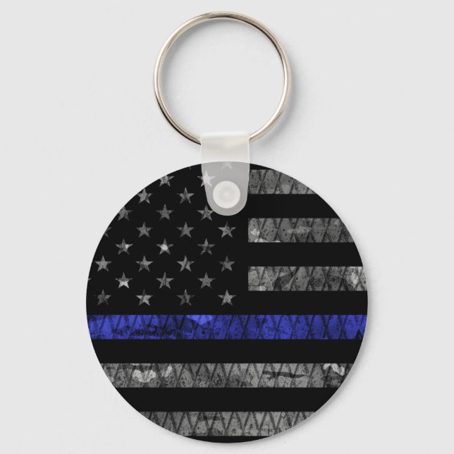 Police Thin Blue Line Flag Schlüsselanhänger (Vorderseite)