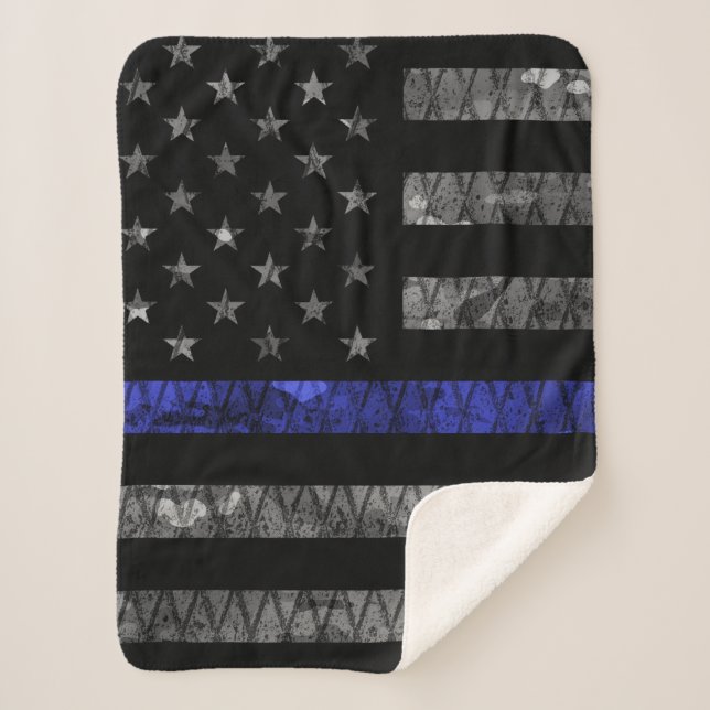 Police Thin Blue Line Flag Sherpadecke (Vorderseite)