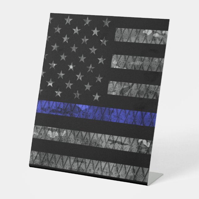 Police Thin Blue Line Flag Sockelschild (Vorderseite)