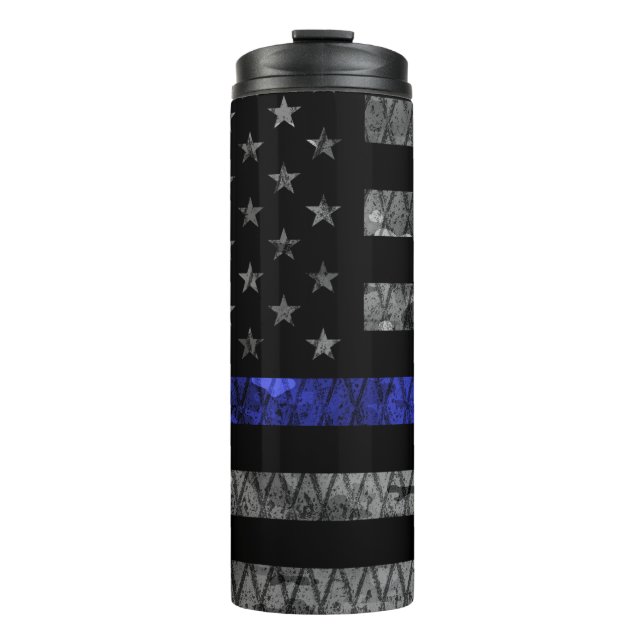 Police Thin Blue Line Flag Thermosbecher (Vorderseite)