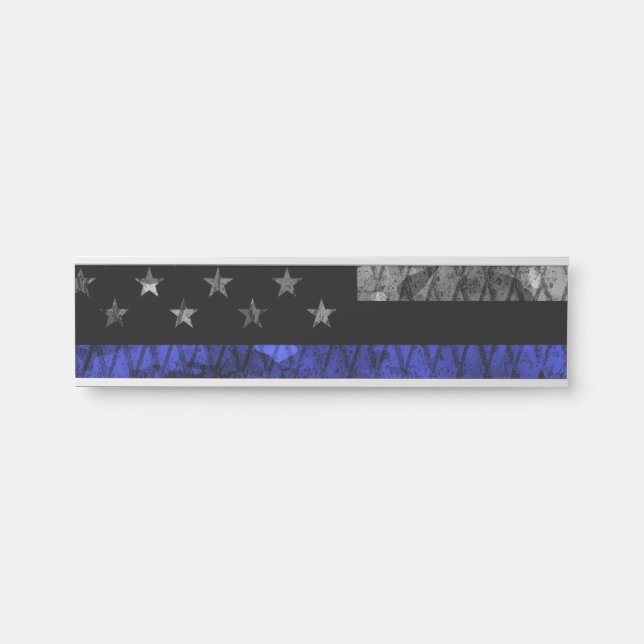 Police Thin Blue Line Flag Türschild (Vorderseite )