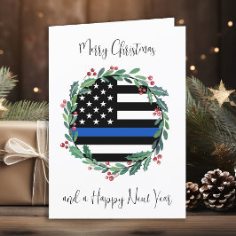 Police Thin Blue Line Flag Weihnachtsschaden Feiertagskarte