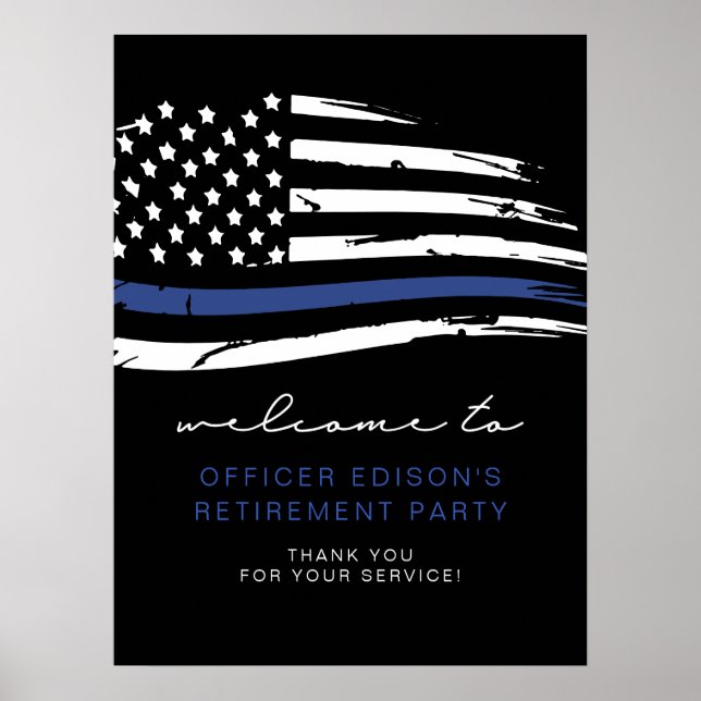 Police Thin Blue Line Flaggenregistrierung Willkom Poster (Vorne)