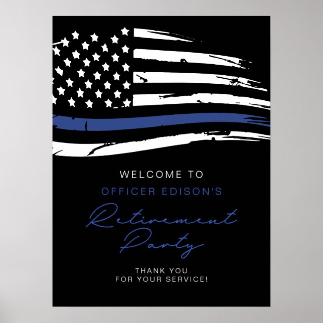 Police Thin Blue Line Flaggenregistrierung Willkom Poster (Vorne)