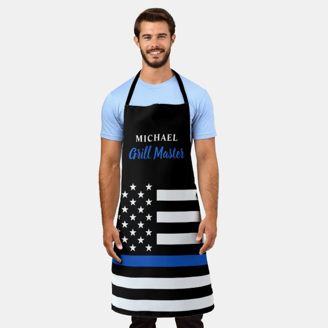 Police Thin Blue Line Grill Master American Flag A Schürze (Getragen)
