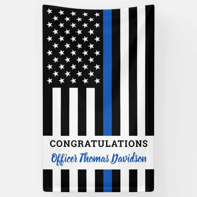 Police Thin Blue Line Herzlichen Glückwunsch Absch Banner (Vertikal)