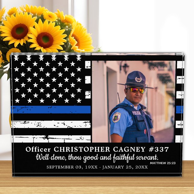 Police Thin Blue Line Memorial zur Strafverfolgung Fotoblock (Von Creator hochgeladen)