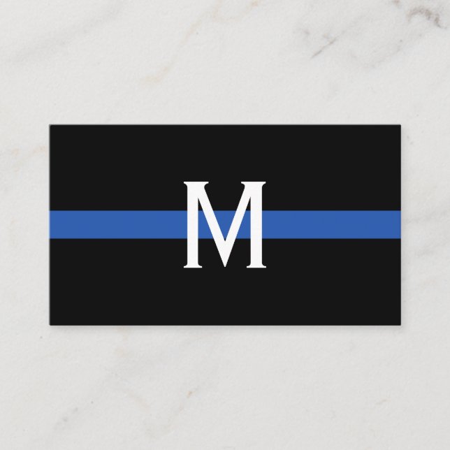 Police Thin Blue Line Mit Monogramm Beruflich Visitenkarte (Vorderseite)