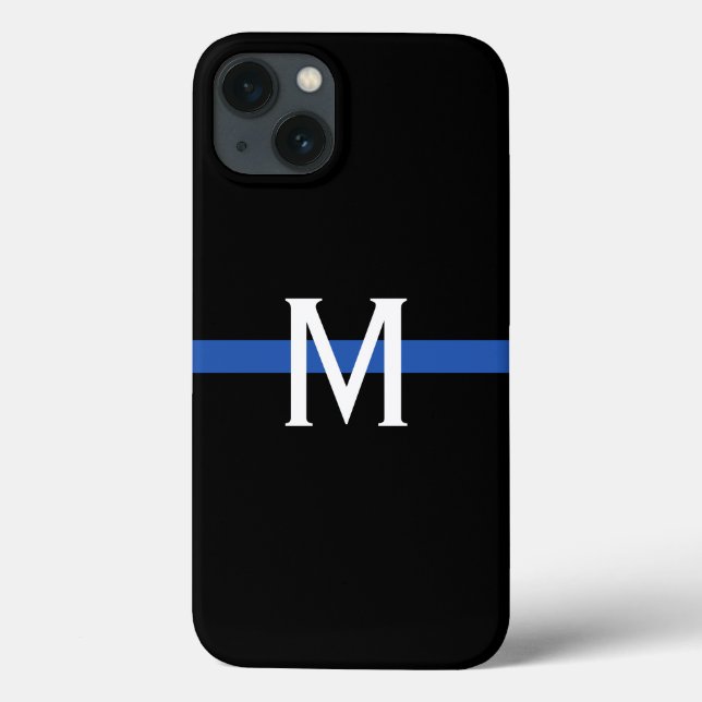 Police Thin Blue Line Monogram Case-Mate iPhone Hülle (Rückseite)