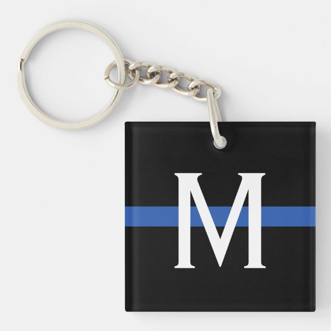 Police Thin Blue Line Monogram Schlüsselanhänger (Vorderseite)