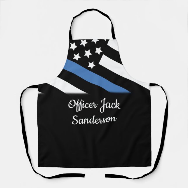 Police Thin Blue Line Name des amerikanischen Flag Schürze (Vorderseite)