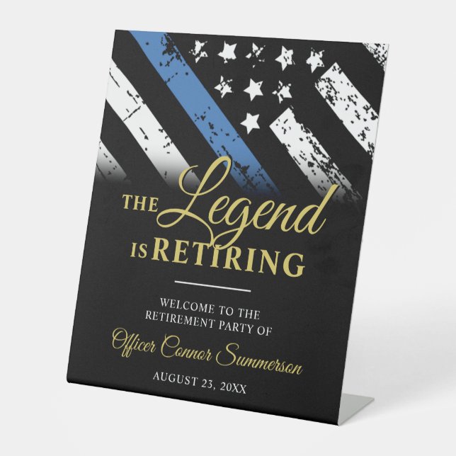 Police Thin Blue Line Party für die Altersvorsorge Sockelschild (Vorderseite)