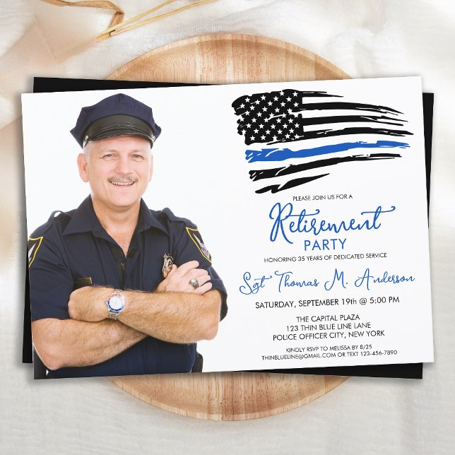 Police Thin Blue Line Personalisieren Foto-Rente Einladung (Von Creator hochgeladen)