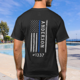 Police Thin Blue Line Personalisiertes Abzeichen M T-Shirt