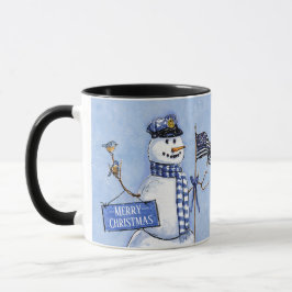 Police Thin Blue Line Snowman Weihnachten Tasse