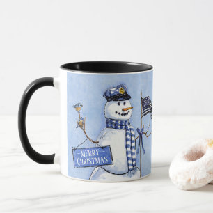 Police Thin Blue Line Snowman Weihnachten Tasse