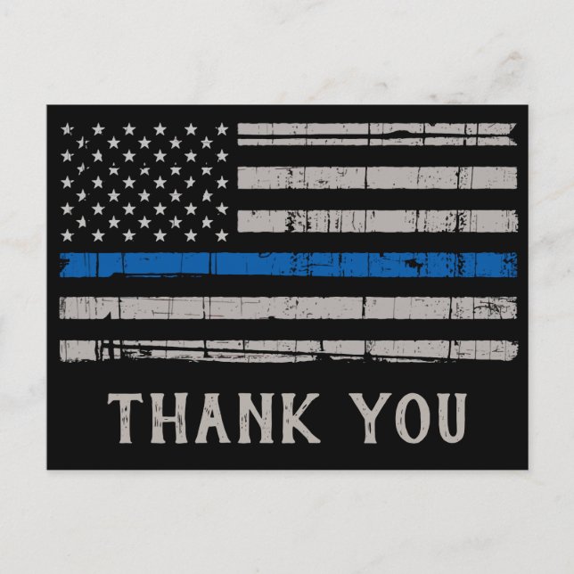 Police Thin Blue Line Strafverfolgung Vielen Dank Postkarte (Vorderseite)