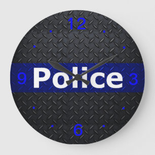 Police Thin Blue Line Wall Clock Große Wanduhr