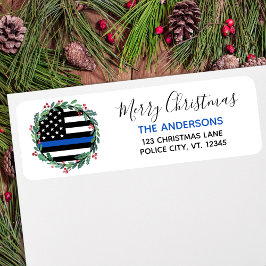 Police Thin Blue Line Weihnachts-Rücksendeadresse