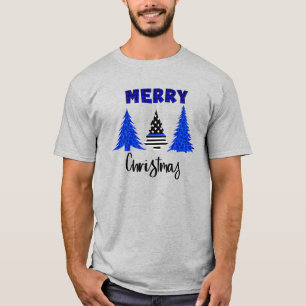 Police Thin Blue Line Weihnachtsbaum T - Shirt