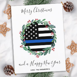 Police Thin Blue Line Weihnachtskarte