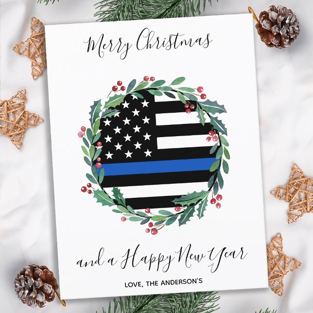Police Thin Blue Line Weihnachtskarte (Von Creator hochgeladen)