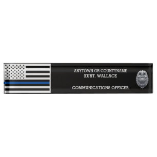 Police Thin Blue Lines Flag Desk Namensplakette