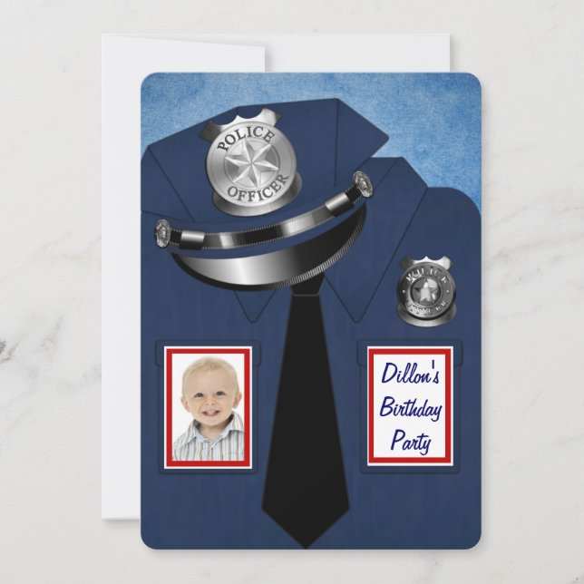 Policeman Birthday Party Einladung (Vorderseite)