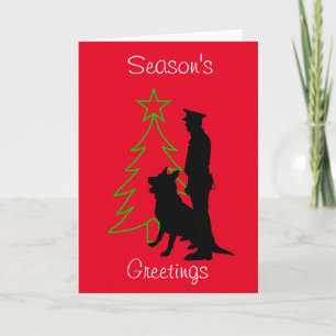 Policeman K-9 Hund Silhouette Weihnachtskarte Karte