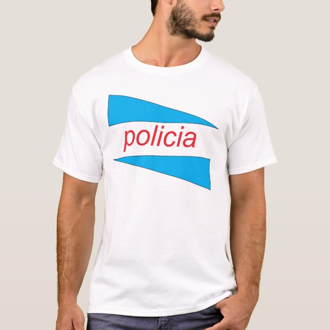 POLICIA mit Blau zwängt Shirt (Vorderseite)