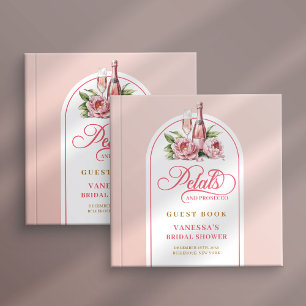 Polierte Blütenblätter und Prosecco-Roségold-Signi Gästebuch
