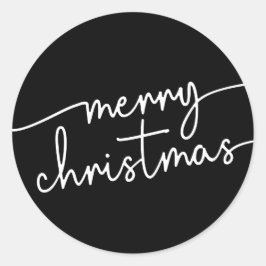 Polierte Eleganz: Fancy Script Frohe Weihnachten Runder Aufkleber