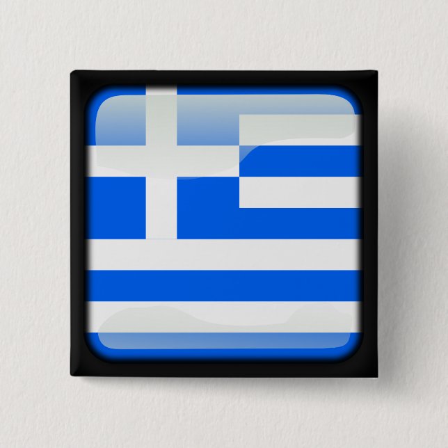 Polierte Flagge Griechenlands Button (Vorderseite)