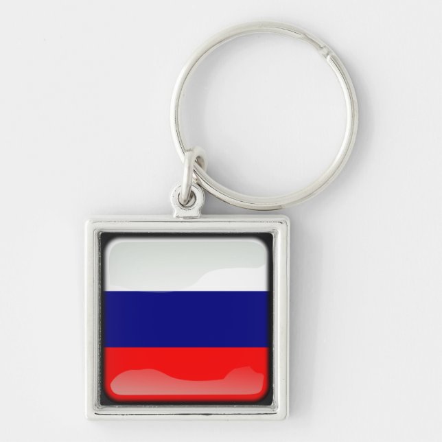 Polierte Flagge Russlands Schlüsselanhänger (Vorne)