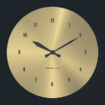 Polierte metallische Goldstruktur Große Wanduhr<br><div class="desc">Elegante,  polierte Imitate metallische goldene Textur mit schwarzen Ziffern. Einfaches und elegantes Design.</div>