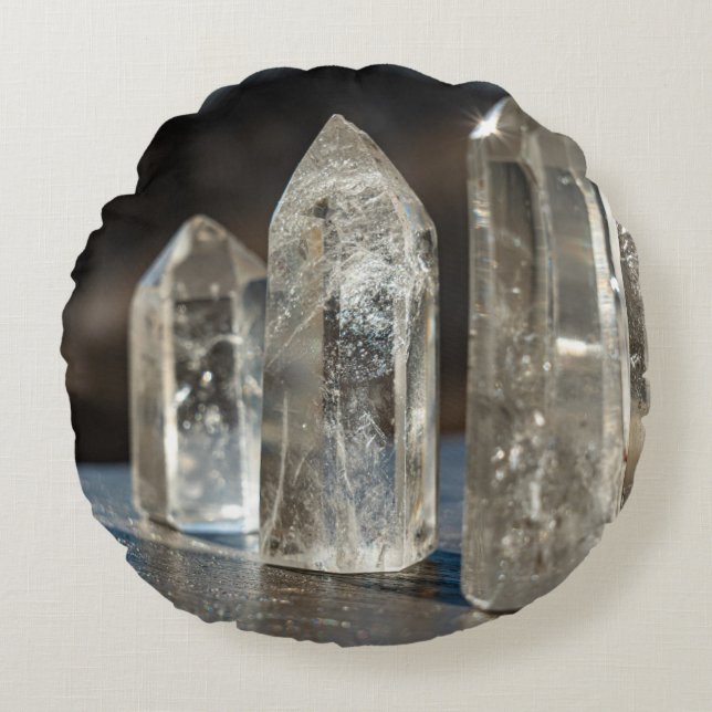 Polierte Punktkristalle, Energiewirbelkissen Rundes Kissen (Vorderseite)