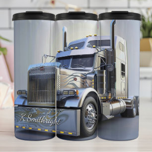 Polierter Chrome Semi Truck Showcase Thermosbecher