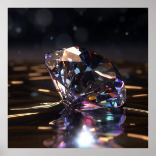 Polierter Diamant, glänzender Edelsteinzoom Poster