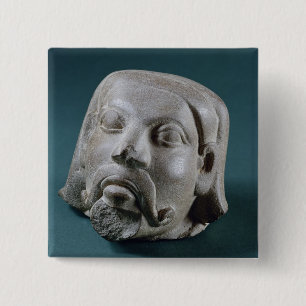 Polierter Sandsteinkopf eines Ausländers, Sarnath, Button