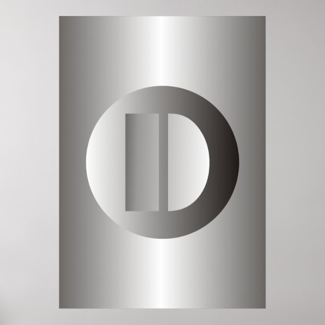 Polierter Stahl "D" Poster (Vorne)