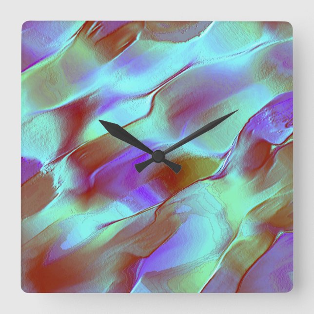 Poliertes Gestein in Chrom lila Quadratische Wanduhr (Vorderseite)
