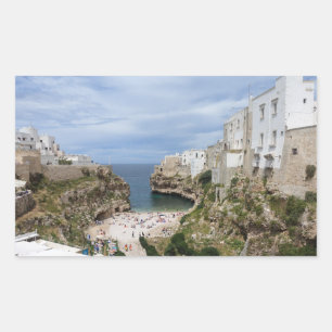 Polignano a Mare Stadt Strand rechteckige Aufklebe Rechteckiger Aufkleber