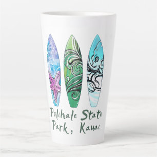 Polihale Kauai Watercolor Surfboards Milchtasse