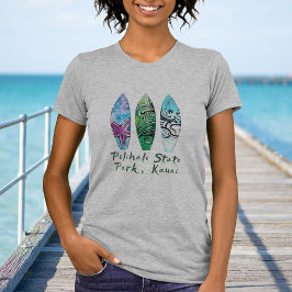 Polihale Kauai Watercolor Surfboards T-Shirt