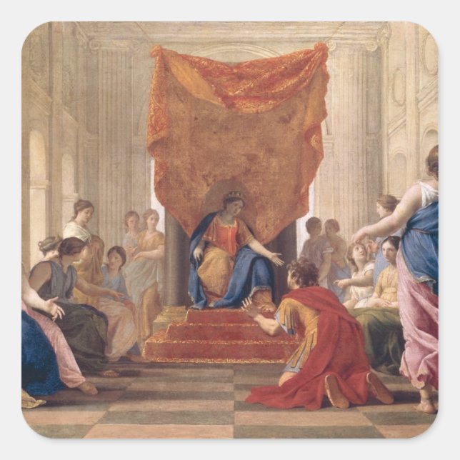 Poliphilus Kneeling vor Königin Eleuterylida Quadratischer Aufkleber (Vorderseite)