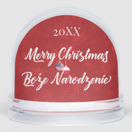 Polish American Merry Christmas Boże Narodzenie Schneekugeln