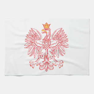 Polish Eagle Outlined In Red Geschirrtuch