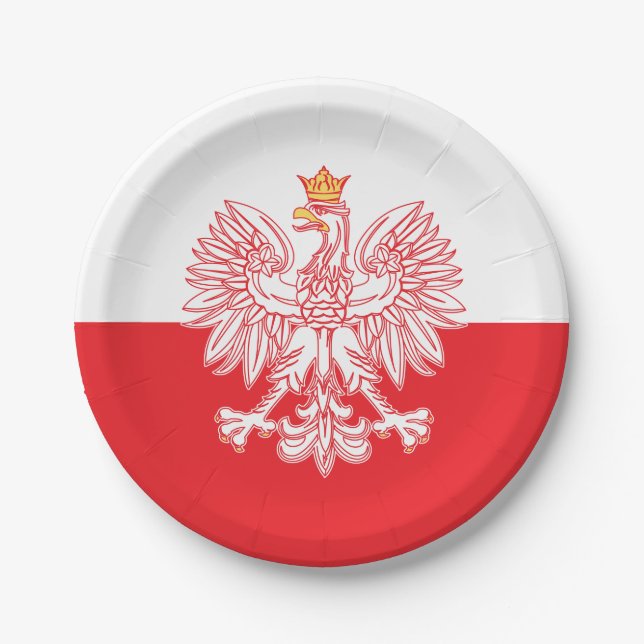 Polish Eagle Outlined In Red Pappteller (Vorderseite)