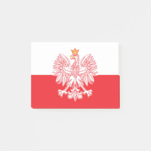 Polish Eagle Outlined In Red Post-it Klebezettel