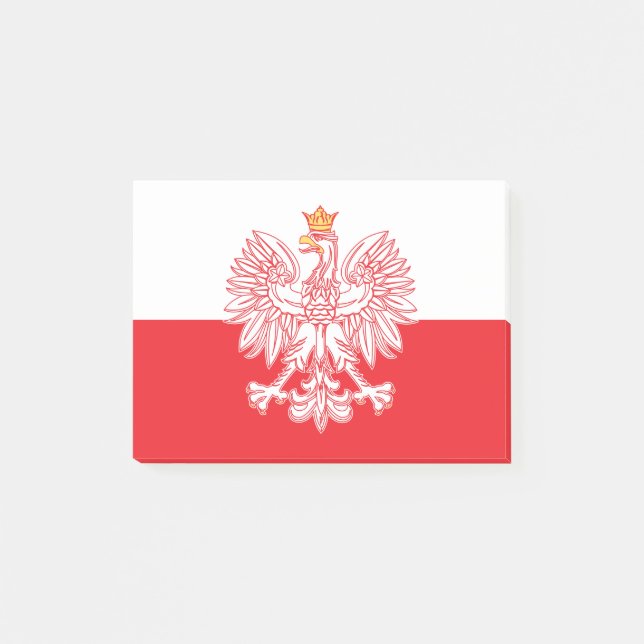 Polish Eagle Outlined In Red Post-it Klebezettel (Vorderseite)